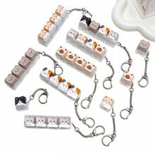 1pc DIY Keyboard Keycap Keychain Accessory, Creative Keycap Pendant Charm, Cute Cat Portable Decorative Key Ring, Suitable For Backpack And Handbag Decoration - Multicolor - View 4