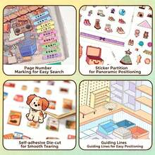 Ziyi 新款迷你商店場景貼紙書-分段式 PET 貼紙,適用於商店室內拼貼,可為您的手帳或計畫本打造沉浸式裝飾佈局,易於定位的場景建構元素 - 均碼 - 查看 10