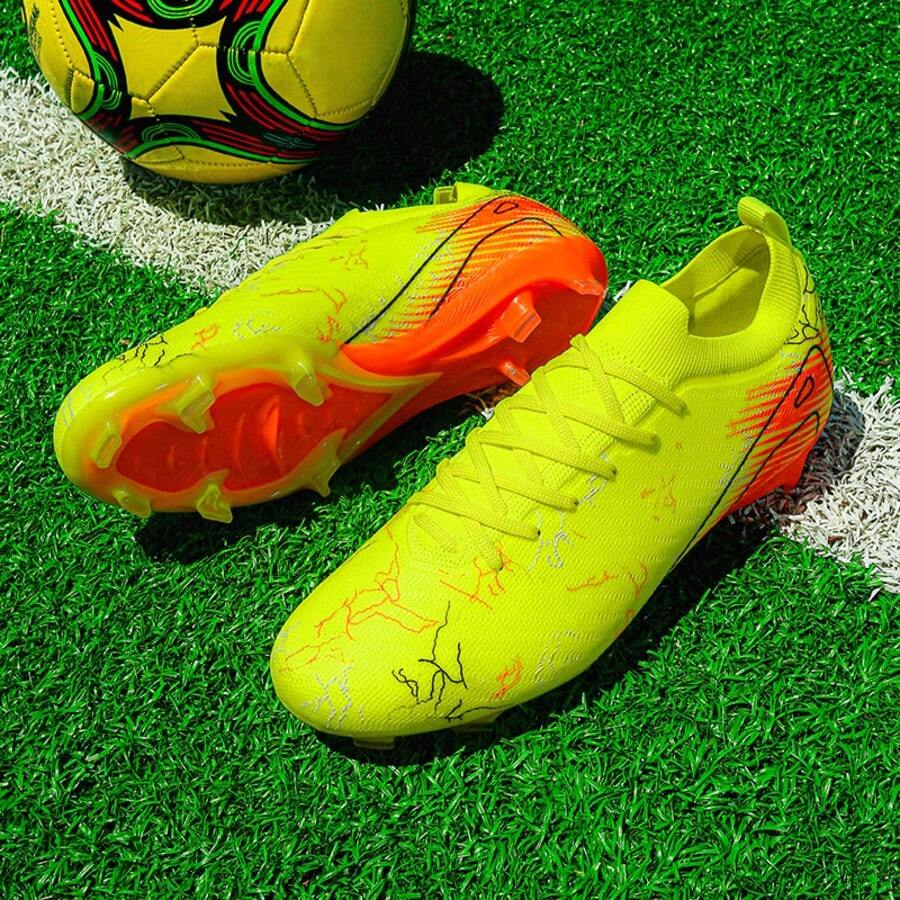 FG Football Shoes, Unisex, Youth Style, Suitable For Natural Grass Outdoor Training And Matches - Yellow - View 1
