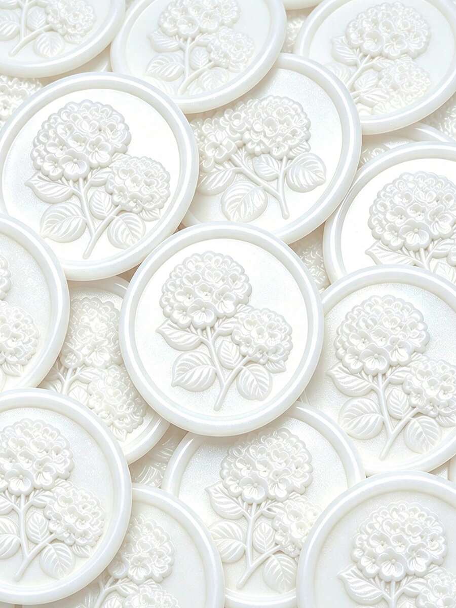 20入/包 3D刺繡花朵蠟封貼紙,婚禮邀請函信封封口貼,自黏白色花朵貼紙,適用於邀請函、禮品包裝、聖誕節,珍珠白 - 繡球花-珠光白 - 查看 1
