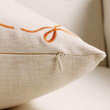 1 Stück Zuhause Stickerei Kissenbezug 12x20 Zoll - Frühling/Sommer Boho-Stil dekorativer Kissenbezug mit Reißverschluss, geeignet für Wohnzimmer Sofa Bett, ästhetisches Blumen-Bienen-Design Kissenbezug, Beige - Beige - Übersicht 6