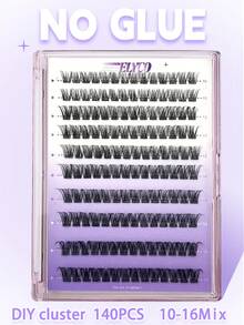ELYCO 168/144/140/112簇輕量自然DIY假睫毛簇，免膠水、無需膠水、無需卸妝液，可重複使用，D捲度，0.07mm厚度，8-16mm混長，輕量自然逼真溫和親膚不刺激免膠睫毛設計，適合日常通勤 - D - 查看 11