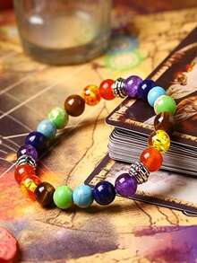 2pcs Chakra Healing Energy Bracelets, Yoga Balance Beads Bracelet With Volcanic Turquoise, Jewelry Gift Choice For Party Occasions - Multicolor - View 5