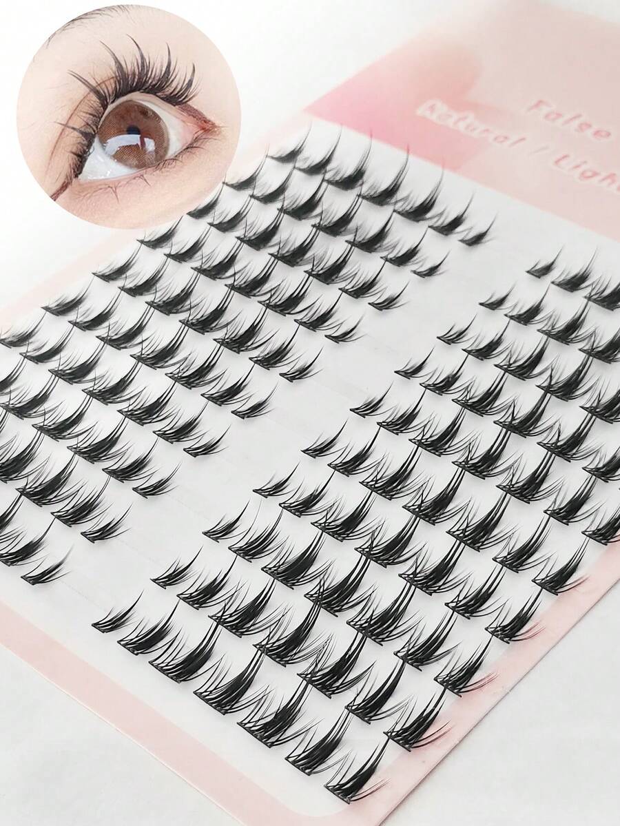 LAKIUU 140pcs Natural Curved White Moonlight Eyelashes, White Moonlight Fluffy Lashes, Natural Style Hot Melt Fluffy Lashes, Mixed Lengths, Reusable, Japanese And Korean Style