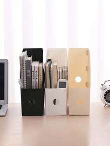 1/10pcs Desktop File Holder Student Data Rack Office Supplies Plastic Book Shelf File Storage Box Back To School - Multicolor - View 7