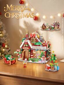 LOZ 1825pcs Small Particle Building Blocks, Foldable Christmas House Building Blocks, Assembly Building Block Set, Birthday Gift, Christmas Gift, Activity Party Gift - Red - View 2