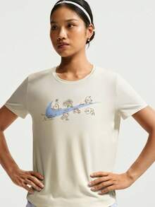 Nike Kaos Rajut Lengan Pendek Tanpa Kerah Wanita AS W NK ONE CLSSC DF SS TIW1389-133 - Krem - View 3