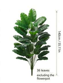1pc Large Artificial Banana Tree, Faux Tropical Plant With Plastic Leaves, Tropical Begonia Leaves, Realistic Touch Palm Branch, Artificial Greenery For Home, Office, Garden Decoration, Pot Not Included - Green - View 13
