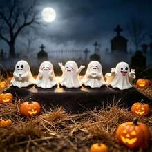 1 Set Of 5 Halloween Ghost Figurines, Holiday Atmosphere Decoration - View 4