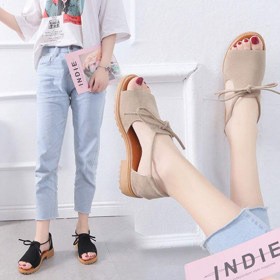 Women Flat Sandals - Black - View 1
