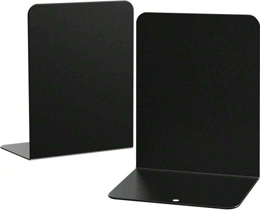 Pindda Book Ends, 2 Pieces Metal Bookend For Shelves, Bookends For Heavy Books, Book Holders For Shelves, Desk Organizers, Book Dividers For Office, School, Bookstore, Home - White - View 1