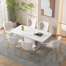 Extendable Dining Table / Modern, Minimalist Style Dining Table / With Storage Space / Dining Table/Café And Side Table / Multifunctional / Large Storage Space / Suitable For Dining Room And Living Room - 白色 - 查看 6