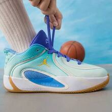 Nike 新款實戰訓練緩震場上比賽青少年運動大童籃球鞋 - 薄荷綠/藍色 - 查看 4