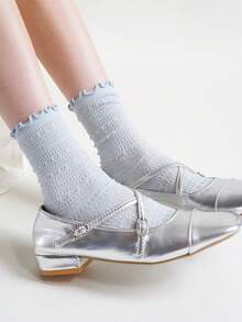 1/3 Packungen Damen Knöchelsocken in verschiedenen Farben, atmungsaktiv mit Rüschenbündchen, gemütlich im Cottagecore-Stil für Zuhause, Loungewear und lässigen Alltag - Verschiedenfarbig - Übersicht 6