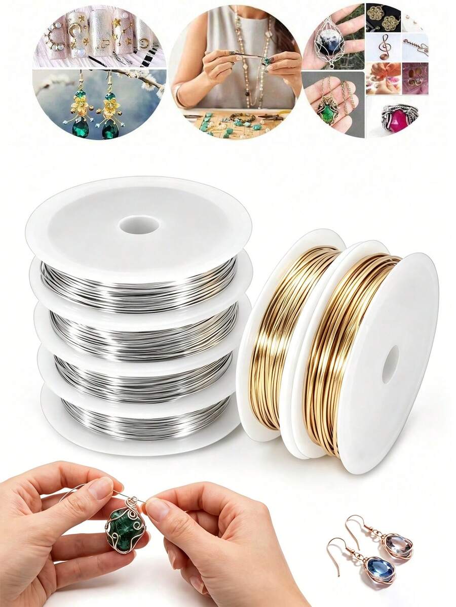 金銀色金屬線,高品質不鏽鋼珠飾線,不褪色、防鏽、高色牢度、耐用,適用於手鍊與項鍊DIY,不褪色串珠線,珠飾繩,手工編織線 - 多色 - 查看 1