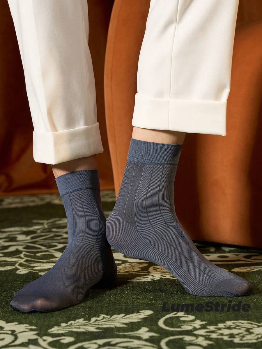 Men Crew Socks | Business & Everyday | Versatile Dress Socks | Comfortable Nylon | All-Match Style - Royal Blue - View 1