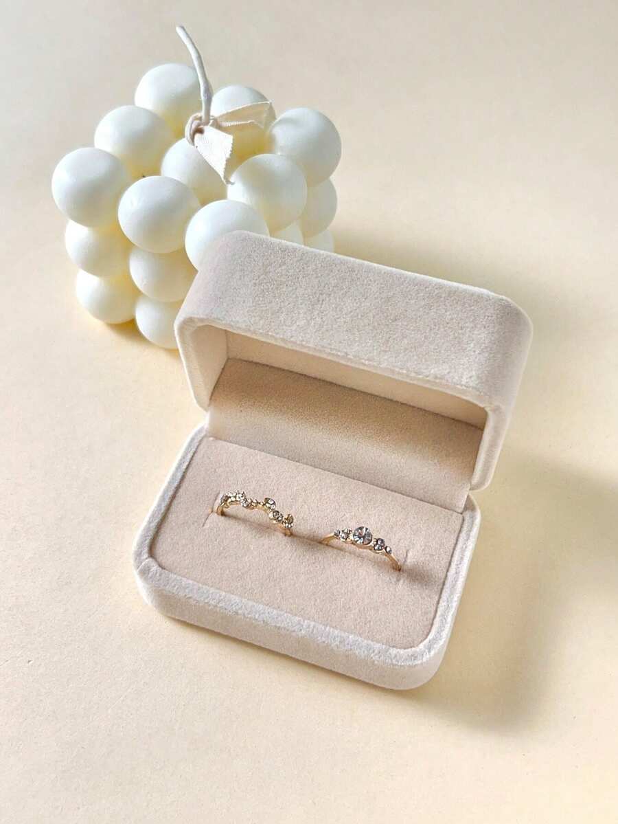 Small Flannel Jewelry Storage Box, Exquisite And Durable, Diamond Ring Gift Box, Excellent Color Display, Jewelry Organizer Box, Accessory Storage Box, Room Decor Accessory - Khaki - View 1