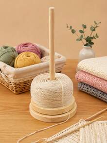 1 pieza Estante de madera para hilo, estante de almacenamiento de rollos de hilo de escritorio, estante de almacenamiento de carretes de estilo minimalista, juego completo de accesorios de tejido, estante de madera clásico para hilo con mecanismo giratorio, adecuado para productos hechos a mano de tejido, bordado, ganchillo y costura DIY - D - Ver 5
