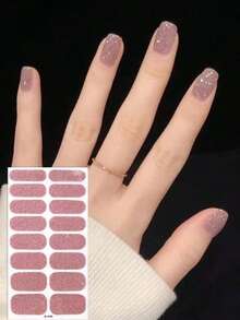 1pc Pink Glitter Self-Adhesive Gel Nail Stickers, Practical Nail Art Supplies Designed For Women's Home DIY Manicure. Featuring A Delicate Sparkling Glitter Texture With A Gentle And Romantic Pink Tone, The Self-Adhesive Gel Design Is Easy To Apply Without Complex Nail Art Tools, Making It Simple For Beginners To Use. The Stickers Adhere Well And Are Resistant To Peeling, Adding A Full Sense Of Atmosphere To Your Fingertips, Allowing You To Easily Achieve Salon-Quality Manicure Effects At Home. During Leisurely Home Moments, You Can Freely Change Your Fingertip Style, Create Exquisite Fingertip Looks For Yourself, Or Give Them As Small Gifts To Beauty-Loving People Around You. - Multicolor - View 2