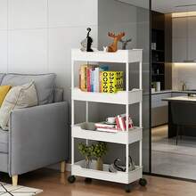 1PC/Multi-Layer Storage Cart, Divided Storage, Gap Storage, Flexible Sliding, Easy Assembly, Waterproof & Moisture-Proof, Space-Saving, Suitable For Kitchen, Bathroom, Living Room, Bedroom, Movable Floor Cart Multi-Layer Gap Bathroom Narrow Storage Rack - Multicolor - View 1