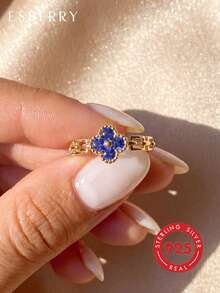 1 Stück S925 Sterling Silber Kleeblatt Ring, elegant & zart, Geburtstagsgeschenk für sie - vierblättriger Kleeblattring - Übersicht 1