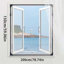 1pc Adjustable Magnetic Window Screen, High Breathability Polyester Fiber Mesh, No Drilling Self-Adhesive Easy Installation, Magnetic Closure Design, Fine Insect Mesh, Suitable For Home And Apartment Indoor Window Protection - Multiple Styles - View 10