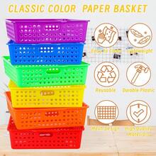 6 Pcs Plastic Classroom Storage Baskets Bulk 14 X 10 In Turn In Paper Tray For Classroom A4 Size Colorful Storage Organizer Bin Wi - 6pcs - View 5