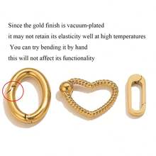 1pcsstainless Steel 18K Gold-Plated Charms-Fashionable Heart-Shaped, Oval, And Rectangular Jump Rings With Spring Clasps-DIY Jewelry-Making Supplies - Spring Buckle - View 6