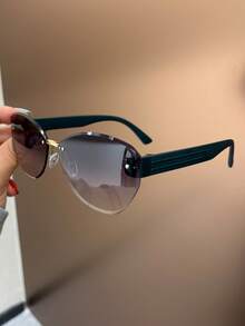 1 Pair American Sweet Cool Frameless Cut-Edge Personalized Cat Eye Fashion Glasses, Suitable For Girls Daily Wear, Beach Party, Outdoor Street Photography, Summer Travel, Versatile Styling, Street Photography Accessory - Multicolor - View 7