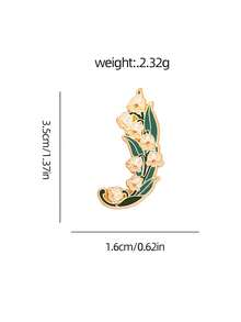 1pc Gentle Lily Of The Valley Metal Brooch, Cream White Flower With Green Leaves, Gold-Edged Delicate Design, Suitable For Cardigan, Scarf, Dress, Daily Outfit Accessory, Soft Girl Style - Multicolor - View 4