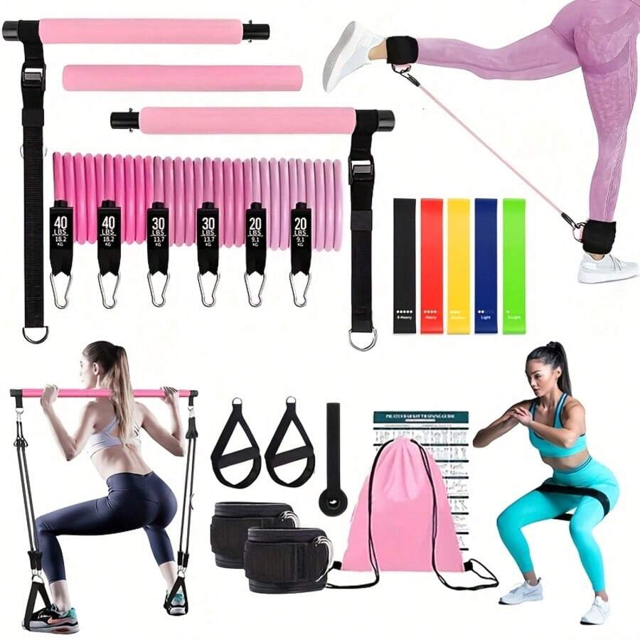11-Piece Resistance Band Set With Door Anchor, Handles And Carrying Bag, Suitable For Yoga, Pilates, Fitness Strength Training And Home Workout. Gym Accessories - Multicolor - View 1