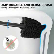 Toilet Brush And Holder 2 Pack, Toilet Bowl Brush With Extra Long Handle, Toilet Scrubber And Covered Holder, Toilet Brushes For Bathroom-Space Saving, Covered Brush, Durable, Deep Cleaning(Black) - Black - View 4