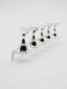5pcs Silver Chess Piece Shaped Nail Art Practice Fake Nail Stands - Silver - View 4