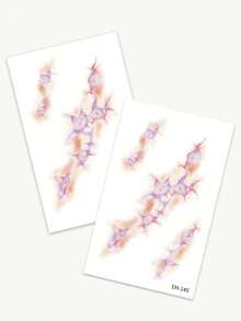 2PCS Halloween Blood Vessel & Lightning Pattern Temporary Tattoo Stickers, Waterproof Face, Arm, Waist, Abdomen, Shoulder, Neck, Collarbone Tattoo Decals For Halloween Makeup Party Gift - Multicolor - View 7