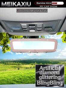 MEIKAXIU Sparkly Fabric With Artificial Rhinestones Blingbling Elastic Car Rearview Mirror Cover, Car Interior Rearview Mirror Sleeve Decorative Accessory For Women - Faux Diamond Style - View 4