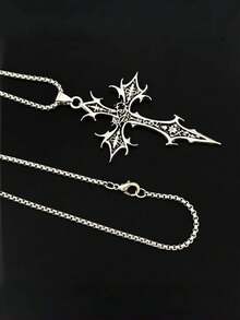 1pc Thorn Pattern Cross Necklace, Valentine's Day, Sweet & Cool Women's Jewelry - Multicolor - View 5