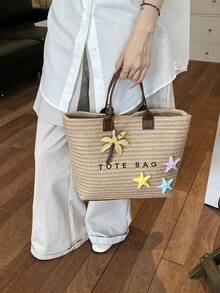 Dedoo 波西米亞風女款托特包 大容量沙灘單肩包 附流蘇與木珠裝飾 適合夏季度假旅行 - 咖啡 - 查看 10