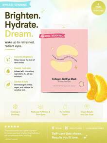6 Lightening And Brightening Eye Masks To Reduce Dark Circles, Eye Puffiness, Eye Bags, Wrinkles, Gel Eye Masks, Nurse's Gift, Vegetarian And Cruelty-Free Self-Care - 金色 - 查看 2