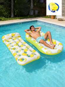 1pc Inflatable Lemon Floating Lounger, Fruit Style, Lemon Element, Water Floating Lounger Suitable For Water Entertainment, Beach Pool Party, Summer Beach, Inflatable Float, Requires Separate Purchase Of Air Pump - Lemon - View 16