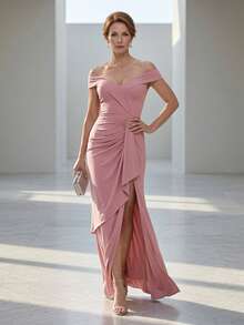 Long Emerald Dress, Blue, Green, Red, Marsala, Rose, Olive + Colors - 乾枯玫瑰色 - 查看 4