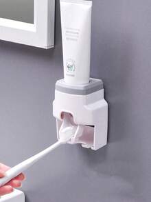 Wall-Mounted Automatic Toothpaste Dispenser With 2 Toothbrush Slots, No Drilling Required, Slouchy Toothpaste Squeezer, Space-Saving Bathroom Accessory Storage Rack, Suitable For Couples, Family Shower And Vanity - Multicolor - View 8