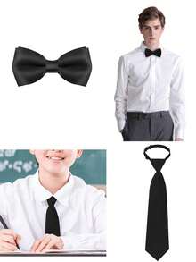 Adjustable Boy-Girl Bow Tie Neckties, Classic Solid-Color Bow Tie Neckties, Suitable For Weddings, Graduation, School Uniforms - Multicolor - View 2