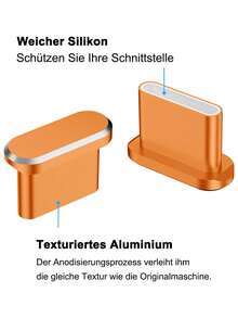 4 Aluminum Alloy + 4 Silicone 17 Pro/Pro Max USB-C Dust Plugs, 16 15 Series, Galaxy S25 And All USB-C Port Protectors (Cosmic Orange) - Multicolor - View 4