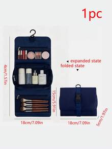 1pc Foldable Toiletry Bag, Partitioned Makeup Bag, Hanging Storage Bag, Portable Luggage Compartment, Visible Mesh Hanging Bag,Makeup Organizer,Room Decor - Multicolor - View 15