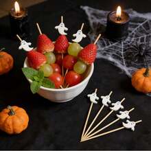 100pcs/Pack (12cm/4.72in) Cute Creative Halloween Fairy Monster Disposable Fruit Picks, Suitable For Bar, Restaurant, Party, Platter, Cake, Dessert, Cocktail And Burger Decoration - View 1