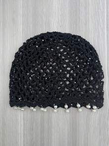 1pc Fashion Bohemian Sequin Pearl Pendant Mesh Hollow Knit Hat Women's Decorative Hat Beach Vacation Travel Accessory Party Decoration Gift For Friends - Multicolor - View 6