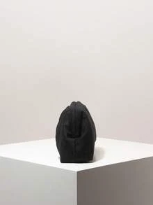 女款手拿包 抓褶包 黑色包包 復古包 麂皮包 晚宴夜間 派對穿搭 舞會配件 婚禮用品 優雅 女性禮物 - 黑色 - 查看 5