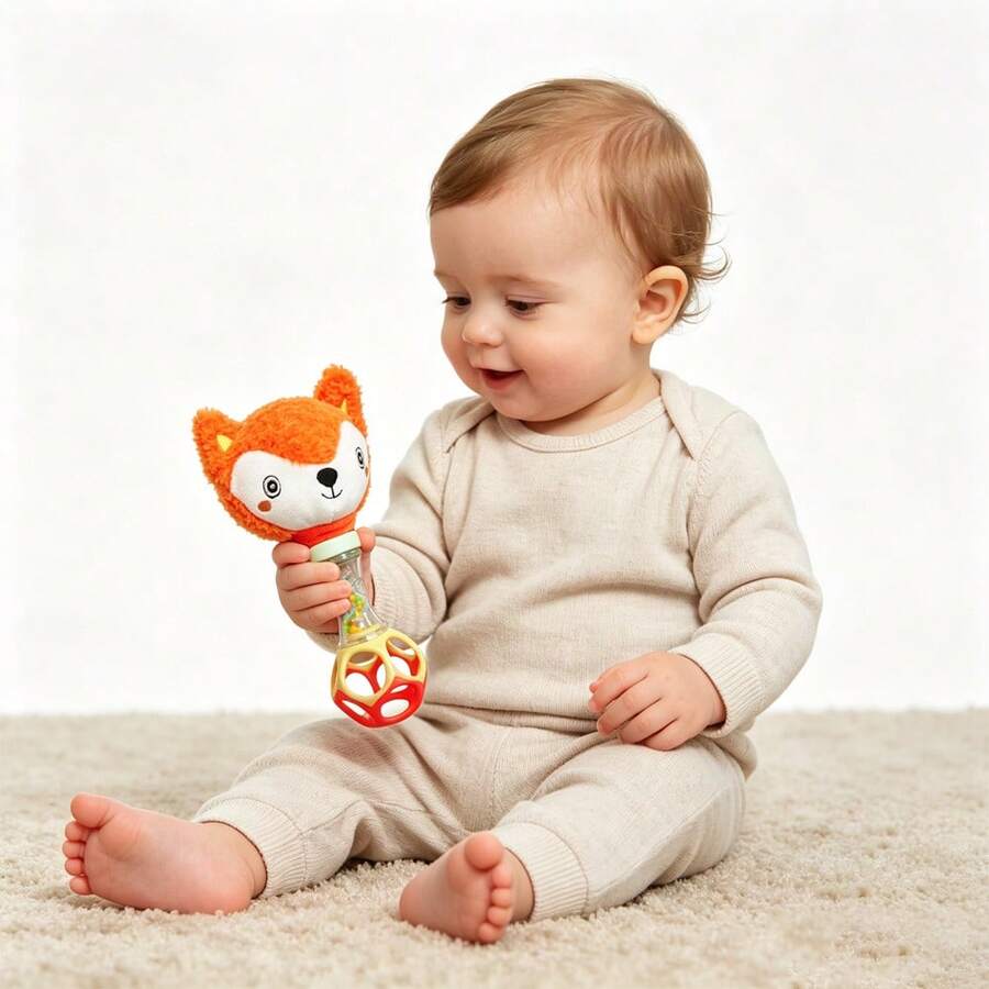 Juguete de peluche suave de zorro/koala para bebé, sonajero de plástico con cuentas de colores, juguete de sonajero sensorial adecuado para recién nacidos - Multicolor - Ver 1