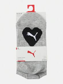 Puma Women's Mid-Calf Grey Sports Socks - Black and Gray - View 1