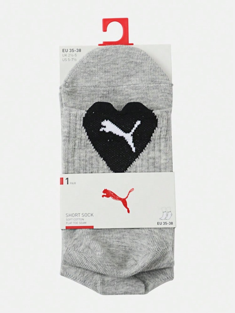 Puma Women's Mid-Calf Grey Sports Socks - Black and Gray - View 1